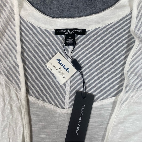 Cable & Gauge Lightweight Open Front Cardigan 1X Ivory Womens NWT - Picture 2 of 6